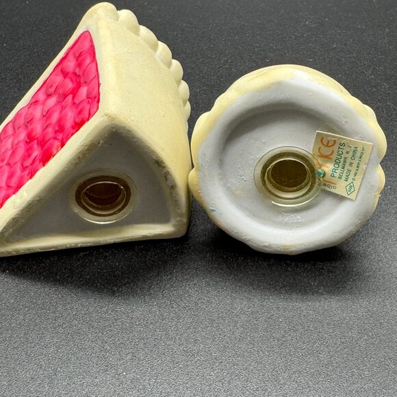 Vintage Bisque Salt and Pepper Shakers Cherry Pie Slice and Ice Cream - Picture 5 of 6